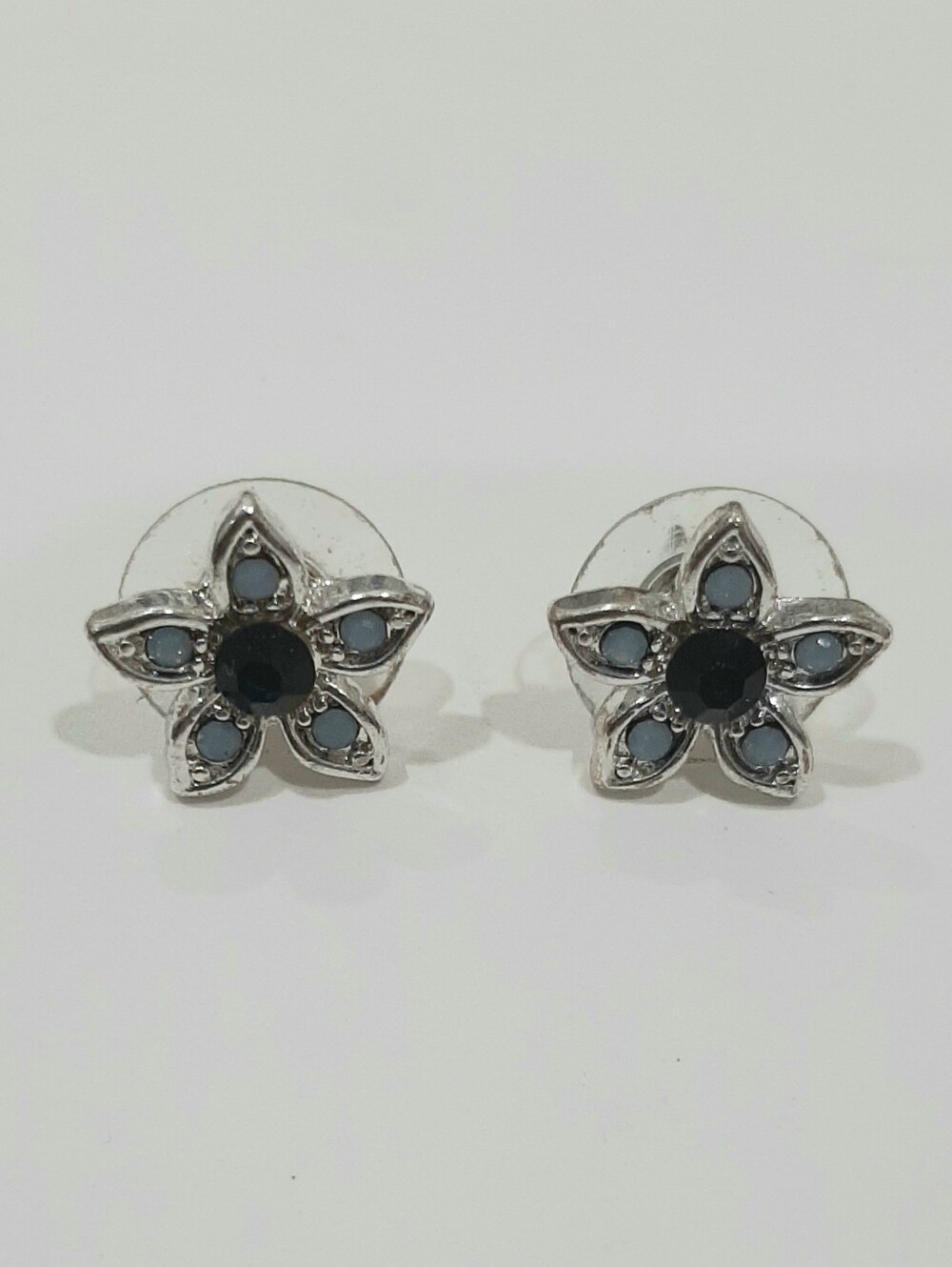 Boho Festival Fairycore Glittery Silver Blue Flower Stud Y2k Earrings